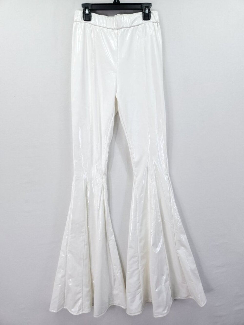 Settle Down Latex Trousers Rubber Pants Super Flare-Leg White Size Small (24x34)